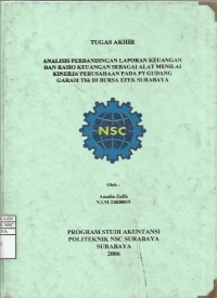 Laporan Tugas Akhir Analisis Perbandingan Laporan Keuangan dan Rasio Keuangan sebagai Alat Manilai Kinerja Perusahaan pada PT. GUDANG GARAM, TBK di BURSA EFEK SURABAYA