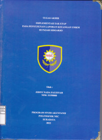 Image of LAPORAN TUGAS AKHIR IMPLEMENTASI SAK ETAP PADA PENYUSUNAN LAPORAN KEUANGAN UMKM DI PASAR SIDOARJO